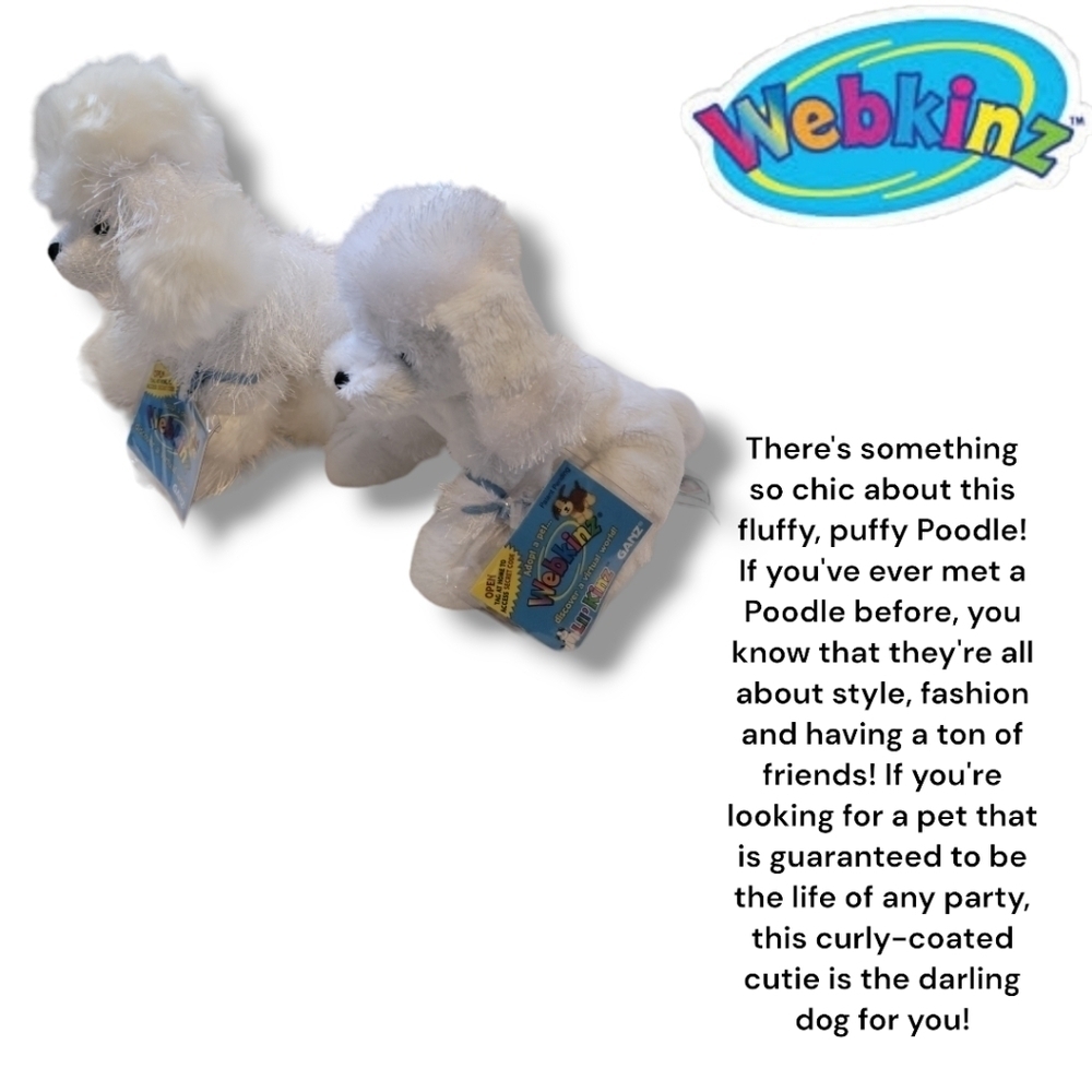 GANZ WEBKINZ New with Codes/Tags 4 Poodle Lot Pink/ Black/ 2 White (1 Lil Kinz) - Picture 7 of 10